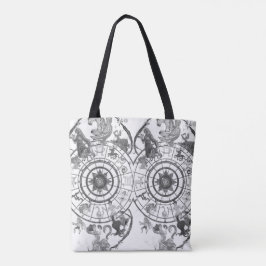 Zwartek + Witte Zodiac Astrologische Tekenen op ee Tote Bag