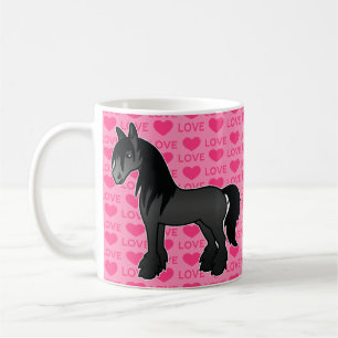 Zwartekartentekening Gypsy Vanner Shire Clydesdale Koffiemok