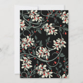 Zwartekleurig modern schrift witte bloemen winter save the date (Achterkant)