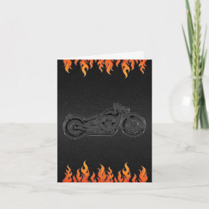 Zwartelederen Oranje Vlammen Motorfiets Bedankt