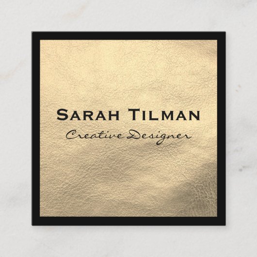Zwarteleer Goud Vierkante Visitekaartje (Voorkant)