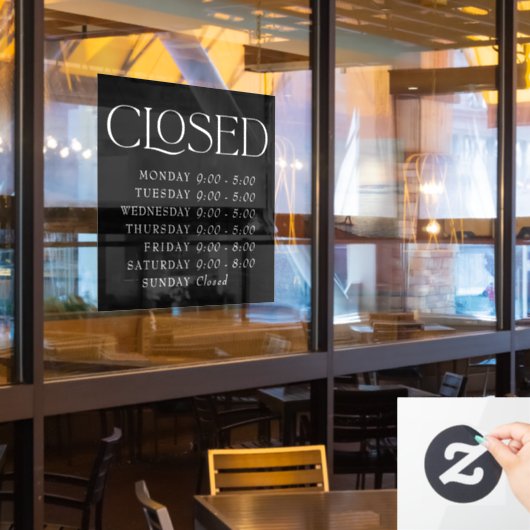 Zwartelepelijksluitingsteken winkeluren raamsticker (Restaurant Raam)