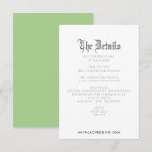 Zwarteletter Huwelijksdetails Bijgevoegde kaart (Voorkant / Achterkant)