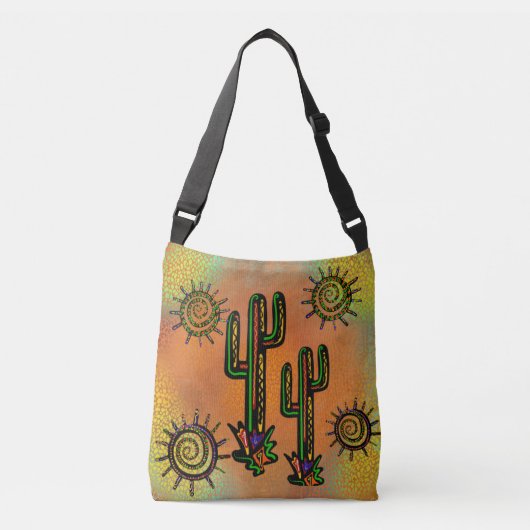 ZWARTELIJST CACTUS KUNST CROSSBODY TAS (Voorkant)