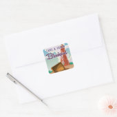 Zwartepool vintage reisposter vierkante sticker (Envelop)