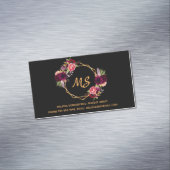 Zwartgebergte goudmonogram elegant magnetisch visitekaartje (Voorbeeld)