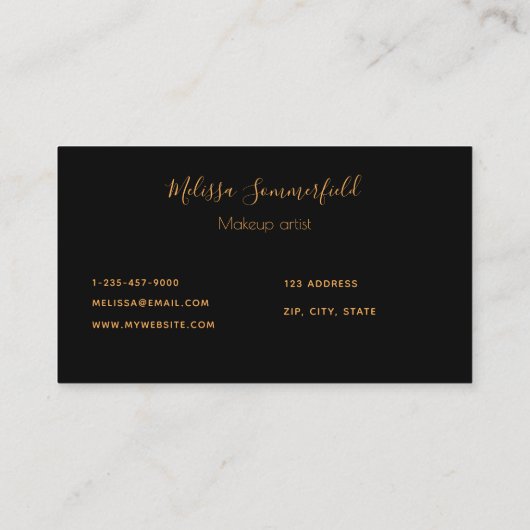 Zwartgebergte goudmonogram elegant visitekaartje (Achterkant)