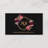 Zwartgebergte goudmonogram elegant visitekaartje (Voorkant)