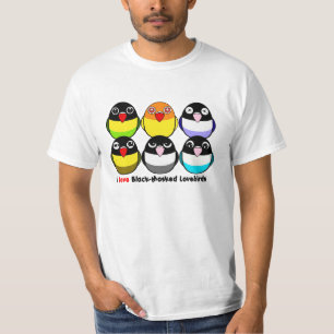 Zwartgemaskerde vedervogels t-shirt