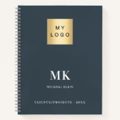 Zwartgrijze monogram initiaal bedrijf notitieboek (Voorkant)