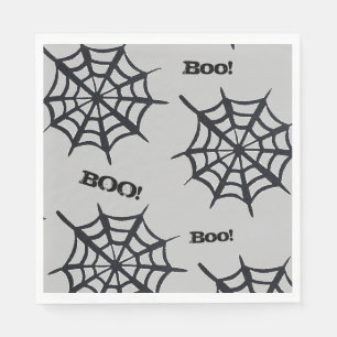 Zwartgrijze spinnenweb Halloween papieren servette Servet
