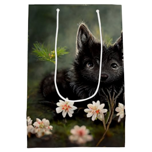 Zwarthandige puppy cadeau medium cadeauzakje (Achterkant)