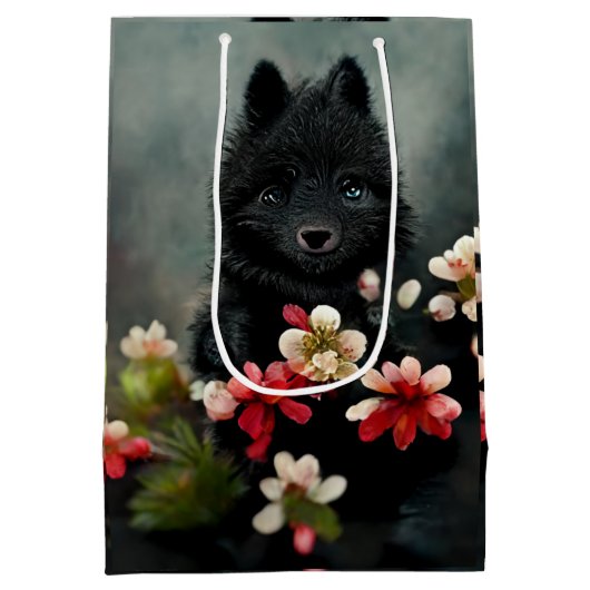 Zwarthandige puppy cadeau medium cadeauzakje (Achterkant)