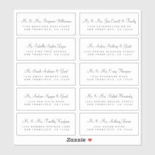 Zwartige kalligrafie huwelijksuitnodiging adreslab sticker