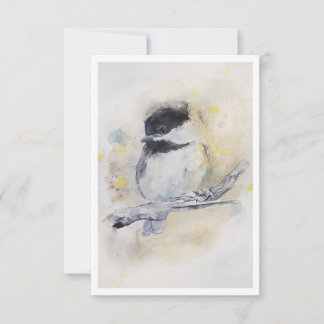 Zwartkapmees Aquarel Notitiekaart Notitiekaartje