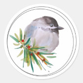 Zwartkapmees Aquarel Ronde Sticker (Voorkant)