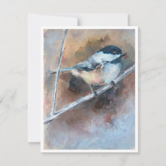 Zwartkapmees Olie Schilderij Notitiekaart Notitiekaartje