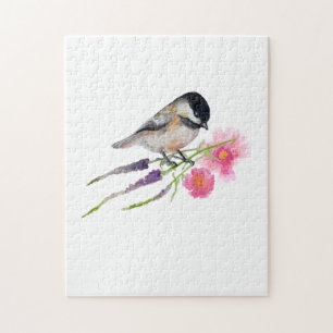 Zwartkapmees-watercolor kunstwerk legpuzzel