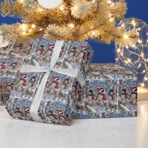 Zwartkapmezen op een wintertak cadeaupapier