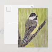 Zwartkapotte Chickadee Bird - acrylschilderij. Briefkaart (Voorkant / Achterkant)