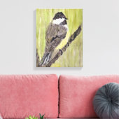 Zwartkapotte Chickadee Bird - acrylschilderij. Canvas Afdruk (Insitu (Woonkamer))