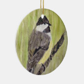 Zwartkapotte Chickadee Bird - acrylschilderij. Keramisch Ornament (Rechts)