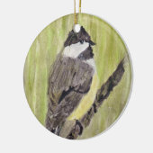 Zwartkapotte Chickadee Bird - acrylschilderij. Keramisch Ornament (Links)