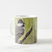 Zwartkapotte Chickadee Bird - acrylschilderij. Koffiemok (Voorkant links)