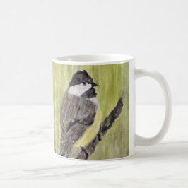 Zwartkapotte Chickadee Bird - acrylschilderij. Koffiemok