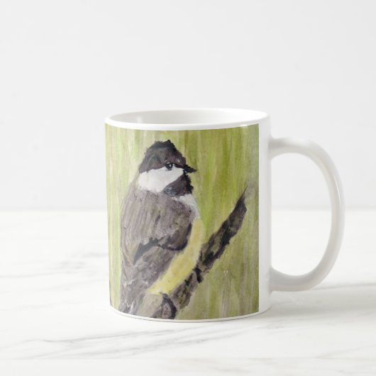 Zwartkapotte Chickadee Bird - acrylschilderij. Koffiemok (Rechts)