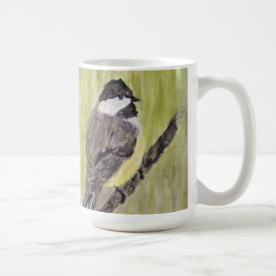 Zwartkapotte Chickadee Bird - acrylschilderij. Koffiemok