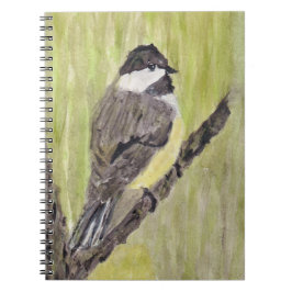 Zwartkapotte Chickadee Bird - acrylschilderij. Notitieboek