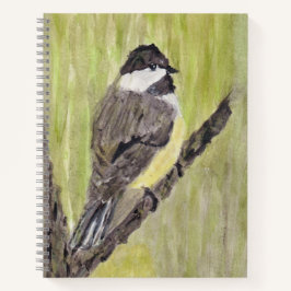 Zwartkapotte Chickadee Bird - acrylschilderij. Notitieboek