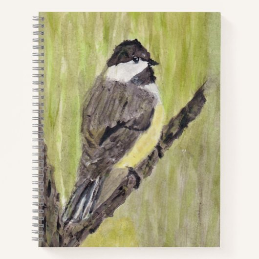 Zwartkapotte Chickadee Bird - acrylschilderij. Notitieboek (Voorkant)