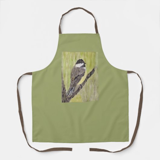 Zwartkapotte Chickadee Bird - acrylschilderij. Schort (Voorkant)