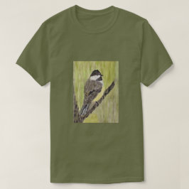 Zwartkapotte Chickadee Bird - acrylschilderij. T-shirt