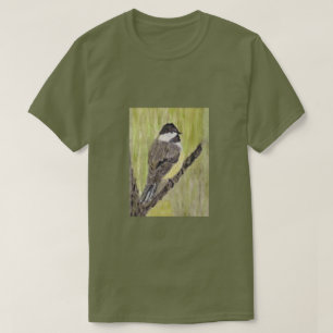 Zwartkapotte Chickadee Bird - acrylschilderij. T-shirt