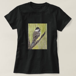 Zwartkapotte Chickadee Bird - acrylschilderij. T- T-shirt