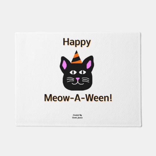 Zwartkat Meow-A-Ween Doormat Deurmat (Voorkant)