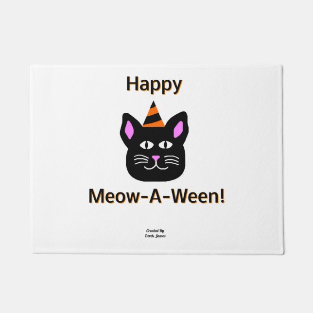 Zwartkat Meow-A-Ween Doormat Deurmat (Voorkant)