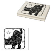 Zwartkat, silhouet, kunststempel rubberstempel (Gestempeld)