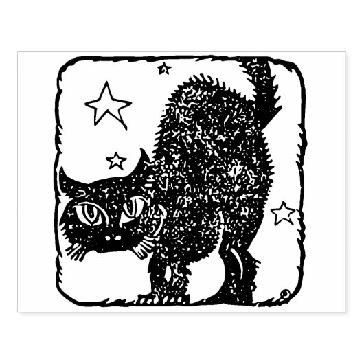 Zwartkat, silhouet, kunststempel rubberstempel (Afrduk)