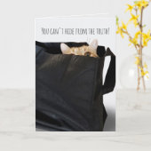 zwartkat tabby poes in zwarte tas kaart (Gele Bloem)