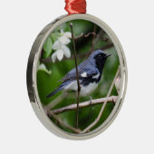 Zwartkeelblauwe strijder metalen ornament (Rechts)