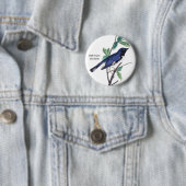 Zwartkeelblauwe Warbler, Audubon, Bird Pin Ronde Button 5,7 Cm (In situ)