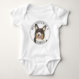 Zwartkop driekleurige Corgi-hond grote zus Romper