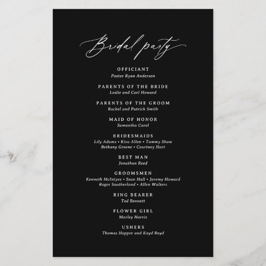 ZwartModern minimalistisch kalligrafie bruiloft pr (Achterkant)