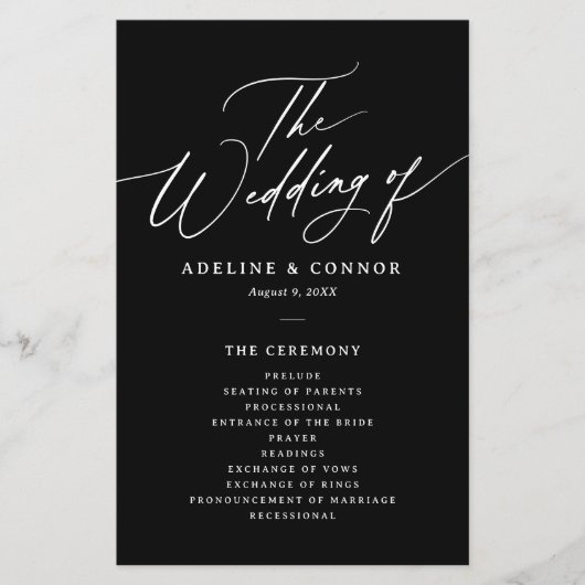 ZwartModern minimalistisch kalligrafie bruiloft pr (Voorkant)