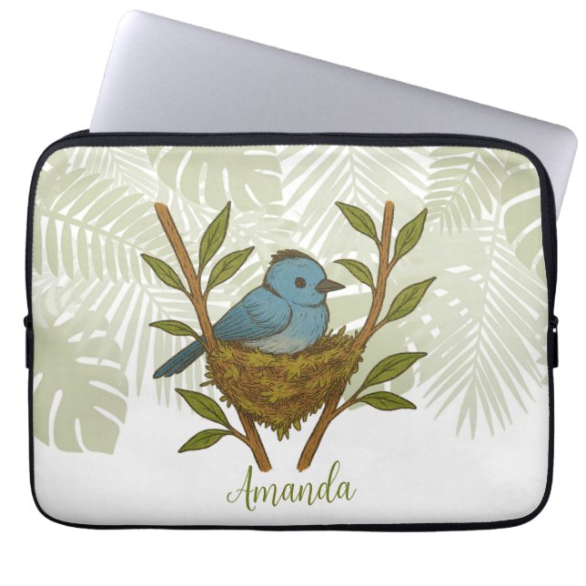 Zwartnekmonarch Diep in het Bladerdek Laptop Sleeve (Voorkant)