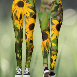 Zwartogige Susan Bold Bloemige Botanische Leggings
